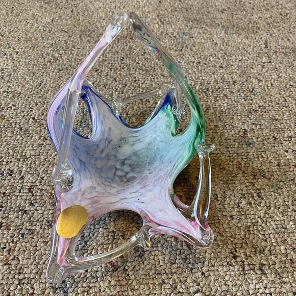 VTG Murano Glassware By Crystal Clear Basket Handblown Art Glass Sculpture ITALY - Picture 4 of 8